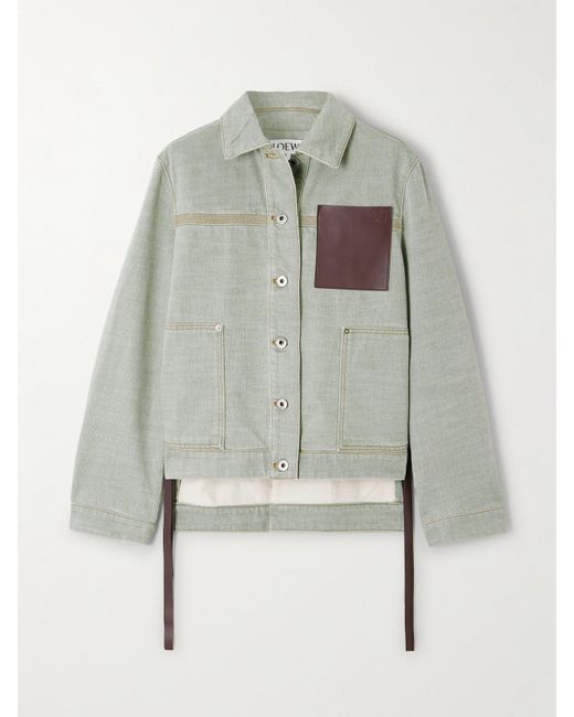 Veste En Jean À Finitions En Cuir Loewe en coloris Gray