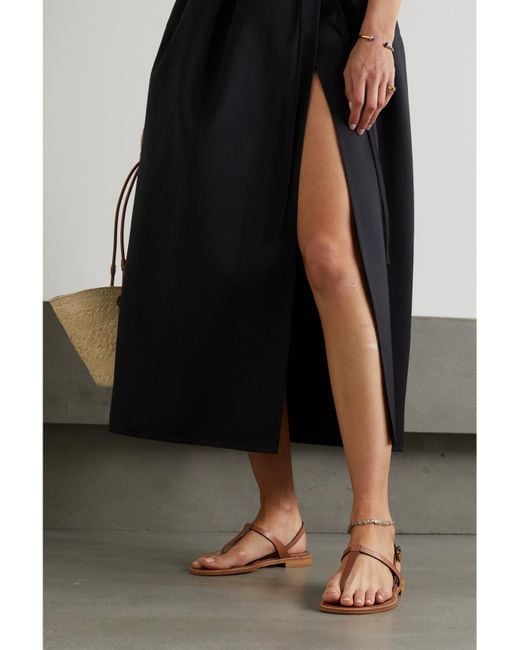 Manolo Blahnik Brown Hata Leather Slingback Sandals