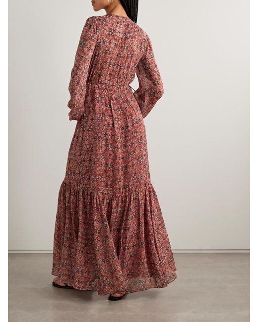Isabel Marant Red Briane Maxikleid Aus Bedrucktem Georgette Mit Raffungen