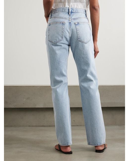 FRAME Blue The Staple Mid-Rise Straight-Leg Jeans