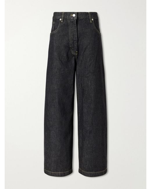 Studio Nicholson Black Neive Organic Low-Rise Wide-Leg Jeans