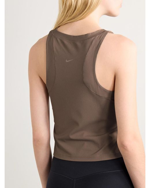 Nike Zenvy Ribbed Dri-Fit Tank in Brown | Lyst