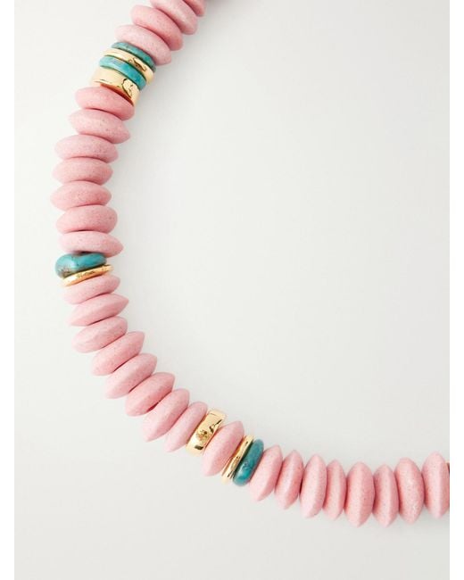 Lizzie Fortunato Pink Laguna-Plated Beaded Necklace