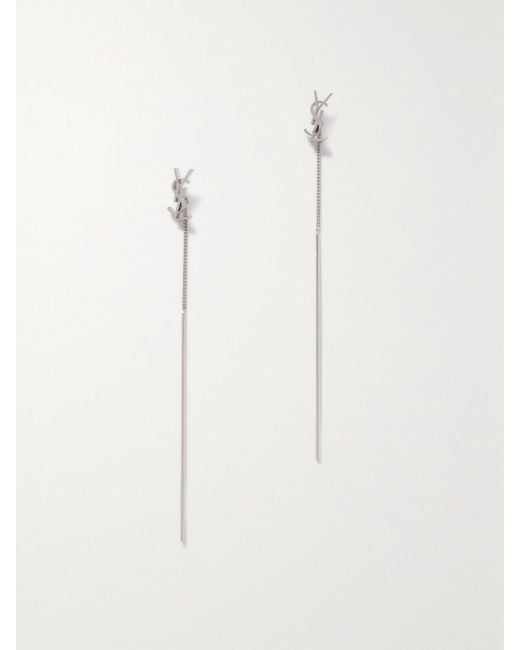 Saint Laurent White Opyum-Tone Earrings