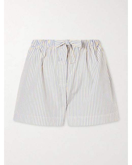 Totême White Striped Cotton Drawstring Shorts