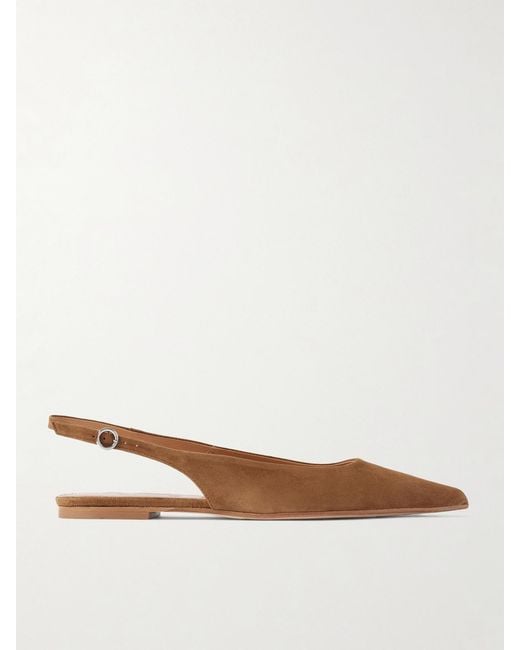 Aeyde White Annora Suede Slingback Flats