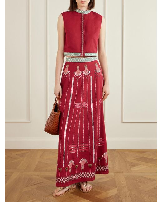 Emporio Sirenuse Embroidered Linen And Cotton-Blend Blouse