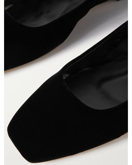 Aeyde Black Uma Velvet Mary Jane Ballet Flats