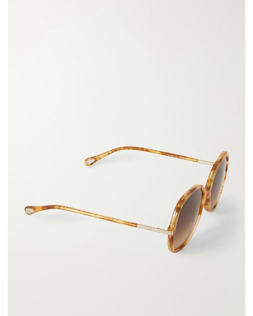 Chloé Brown Rounded-Frame Acetate Sunglasses