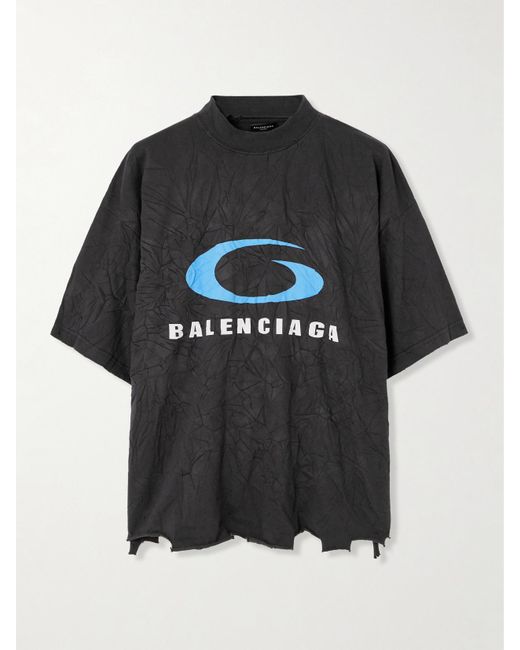 Balenciaga Black Verkürztes T-Shirt Aus Baumwoll-Jersey
