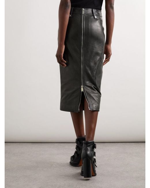 Alexander McQueen Black Midirock Aus Leder