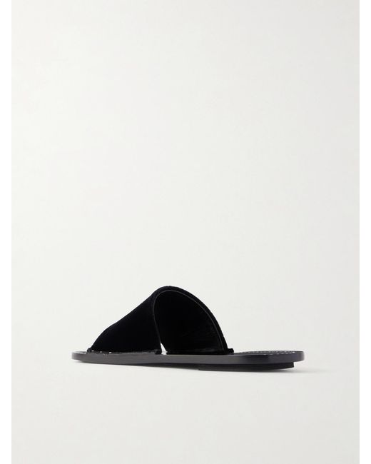Totême White Studded Velvet Slides