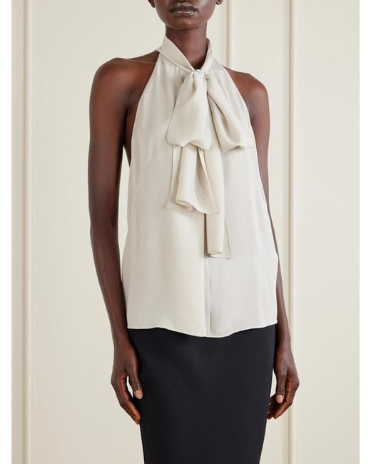 Tom Ford Natural Halterneck Silk-Georgette Blouse
