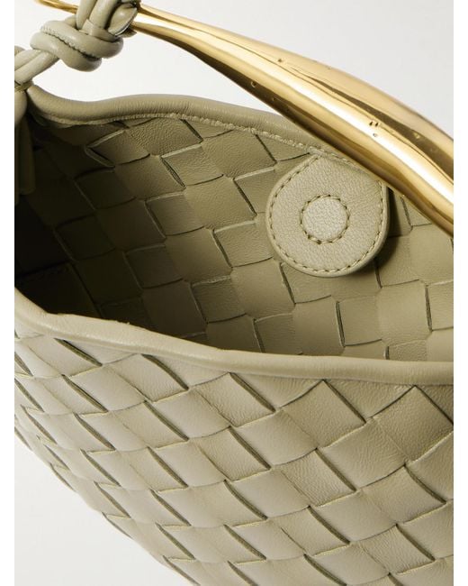 Bottega Veneta White Sardine Mini Intrecciato Leather Shoulder Bag