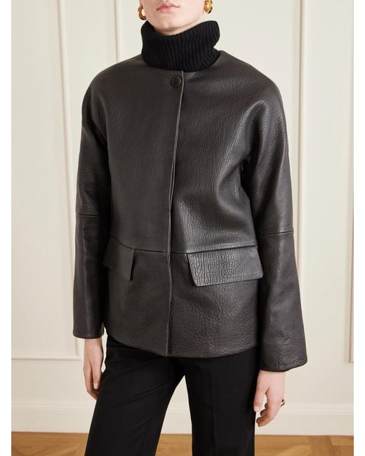 Joseph Black Barbs Paneled Textured-Leather Jacket