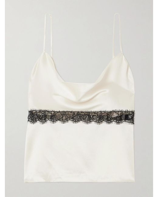 Kiki de Montparnasse Natural Lace-Trimmed Silk-Charmeuse Camisole