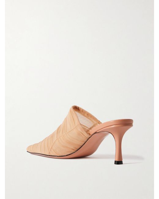 Jimmy Choo Natural Lotta 65 Ruched Tulle Mules