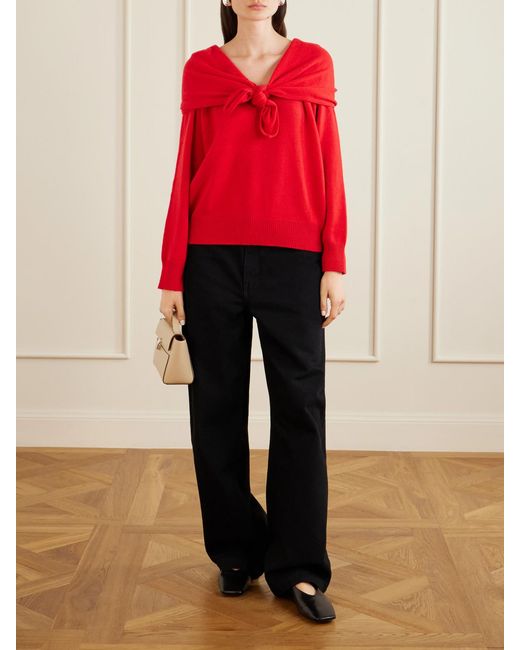 TOVE Red Malia Knot-Detailed Cashmere Sweater