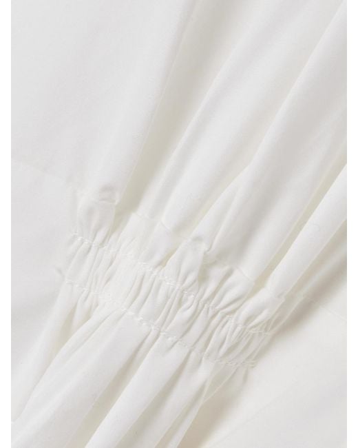 Jil Sander White Pintucked Cotton-Poplin Maxi Shirt Dress