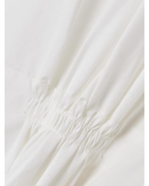 Jil Sander White Maxi-Hemdblusenkleid Aus Baumwollpopeline Mit Biesen