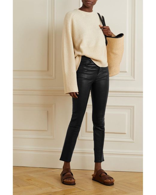 Pantalon Slim Taille Haute En Cuir Le Sylvie FRAME en coloris Black