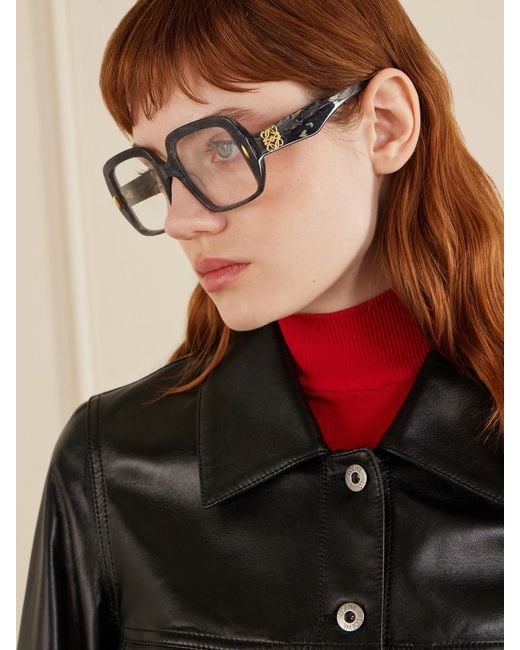 Loewe Black Anagram Square-Frame Acetate Optical Glasses