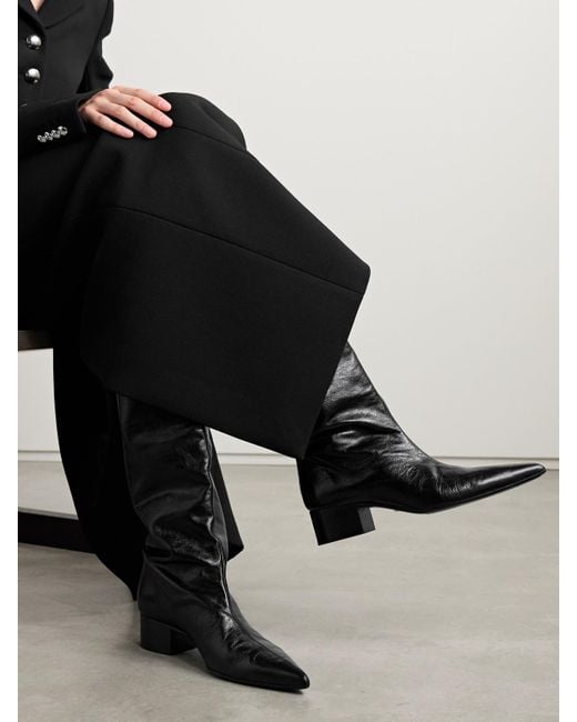 Khaite Black Andee Kniehohe Stiefel Aus Leder