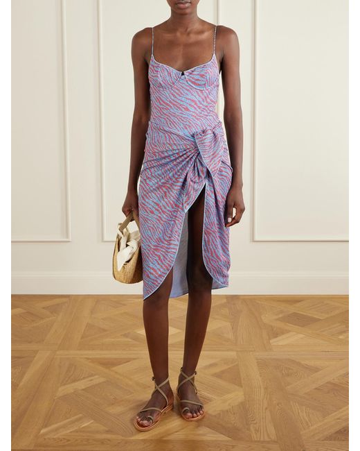 Oseree Purple Animalier Metallic Lurex Coverup