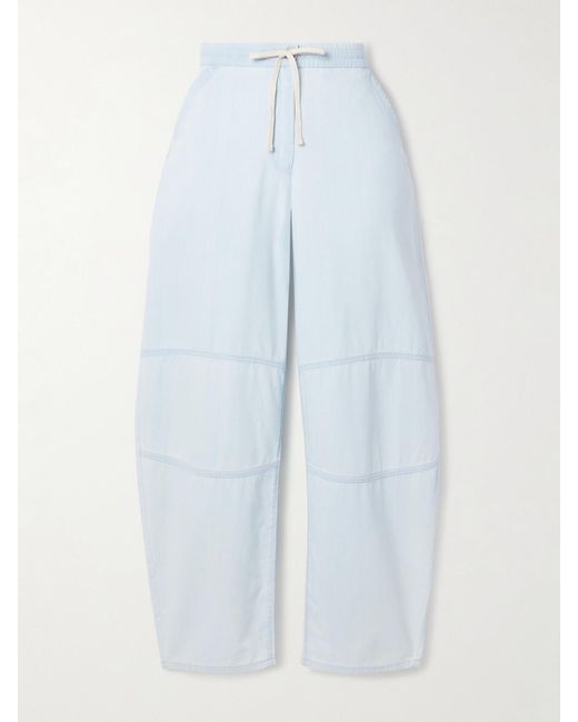 La Ligne Blue Cotton-Chambray Barrel-Leg Pants