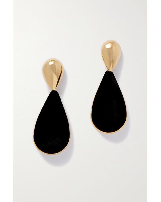 Saint Laurent Hourglass Velvet And Gold-tone Clip Earrings in Black | Lyst  Canada