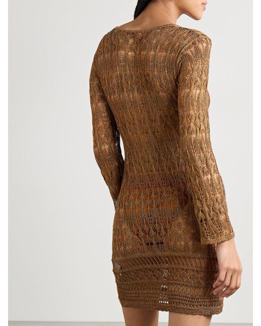 Isabel Marant Brown Pia Minikleid Aus Häkelmaterial
