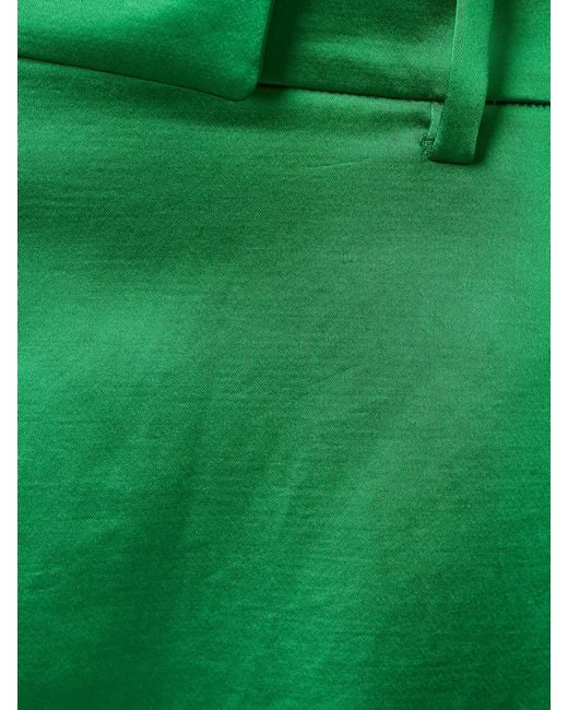 Dries Van Noten Green Cotton-Blend Satin Straight-Leg Pants
