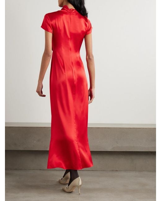 Robe Midi En Satin De Soie À Nœuds Kelly Saloni en coloris Red
