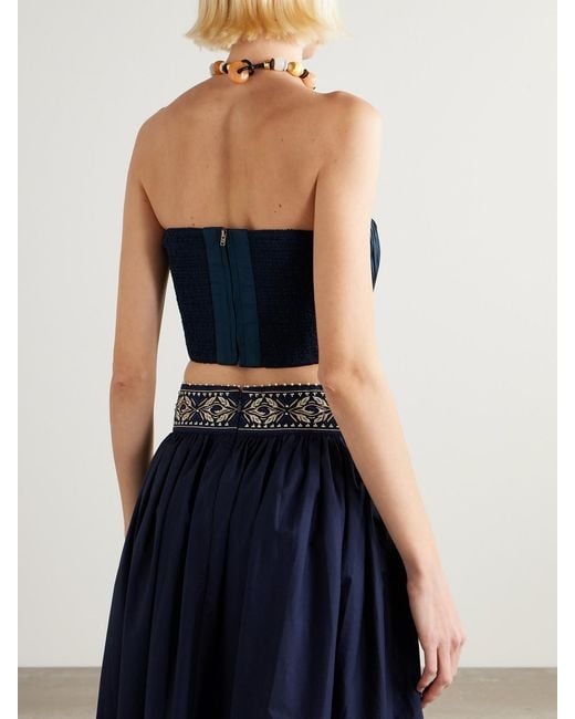 Haut Bustier Raccourci En Coton Mélangé À Plis Flavia Emporio Sirenuse en coloris Blue