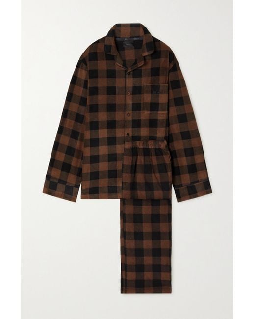 Skims Checked Fleece Pajama Set in Black Lyst
