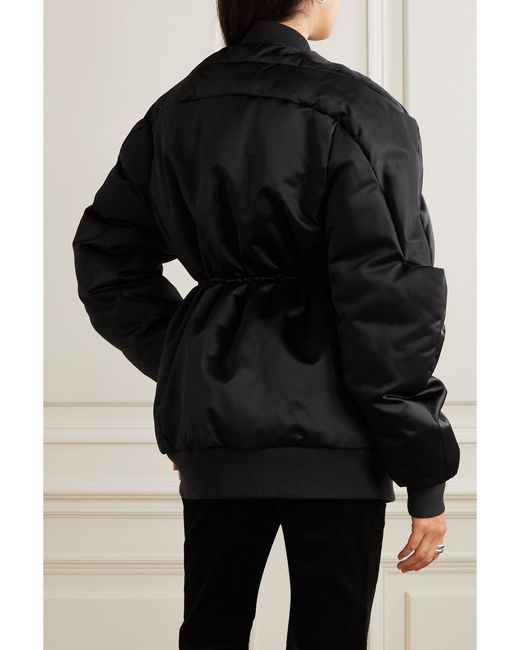 Rick Owens Black Girdered Wool-trimmed Quilted Shell Down Bomber Jacket