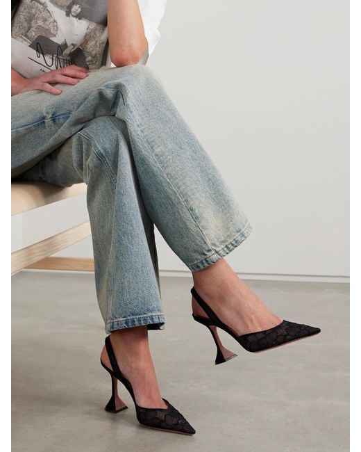 AMINA MUADDI White Holli Corded Lace Slingback Pumps