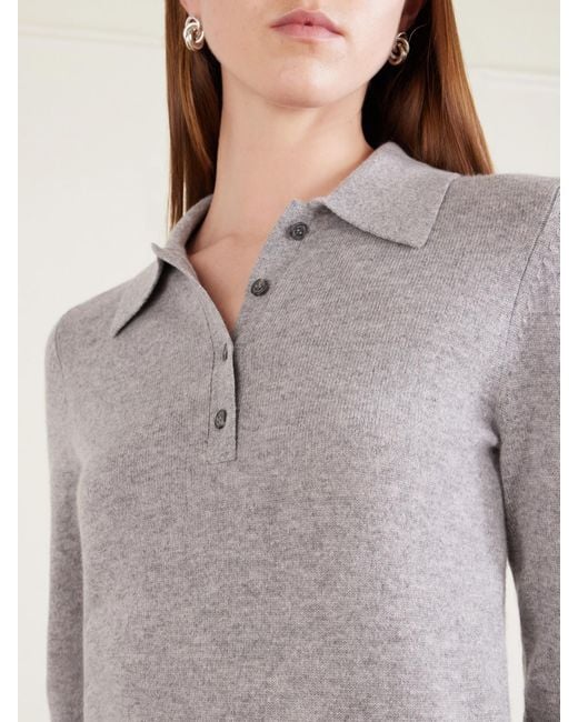 Nili Lotan Gray Prescott Cashmere Polo Shirt