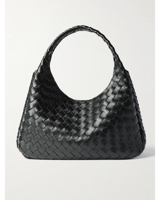 Bottega Veneta Black Campana Intrecciato Leather Shoulder Bag
