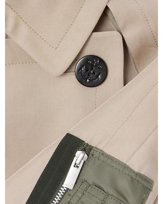 Sacai Natural Layered Shell-Trimmed Cotton-Blend Gabardine And Knitted Jacket
