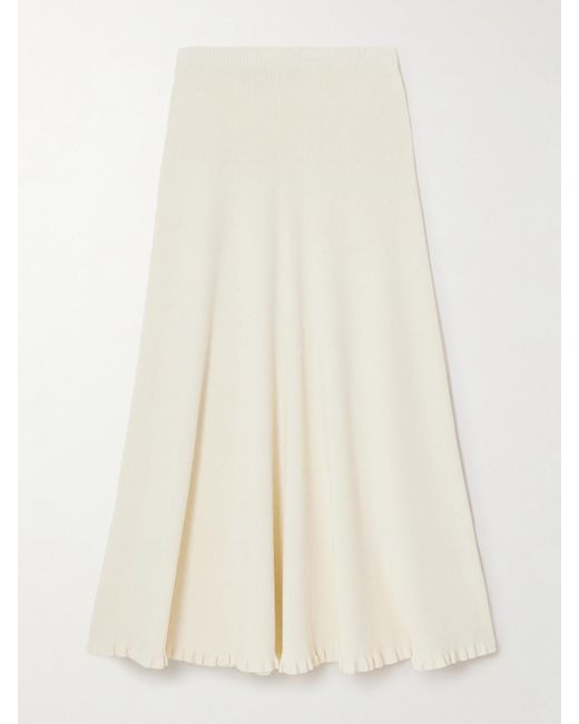 Proenza Schouler Natural Stina Striped Knitted Midi Skirt