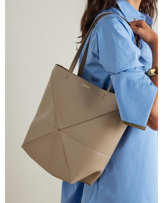 Loewe Natural Puzzle Fold Convertible Medium Leather Tote