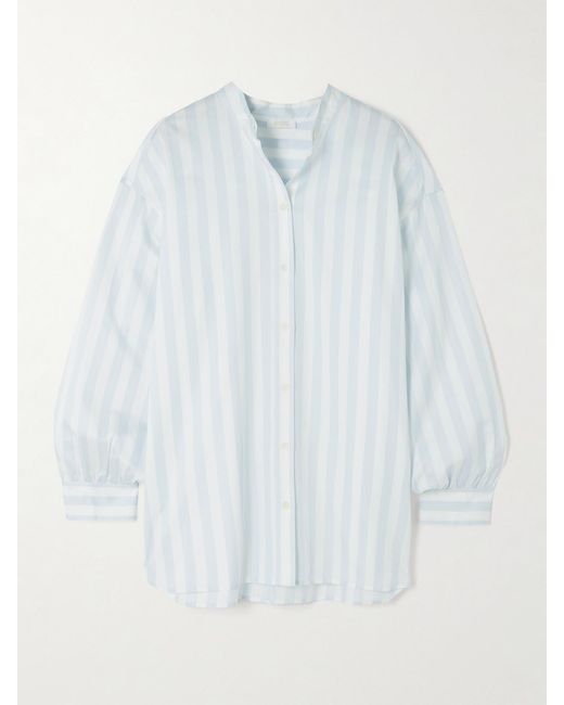 Eres White Siesta Vacances Striped Cotton-Poplin Pajama Shirt