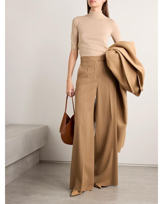 Max Mara Natural Cecina Wool Turtleneck Top