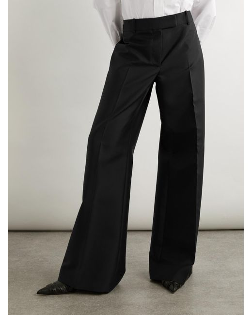 Alexander McQueen Black Wool And Mohair-Blend Wide-Leg Pants