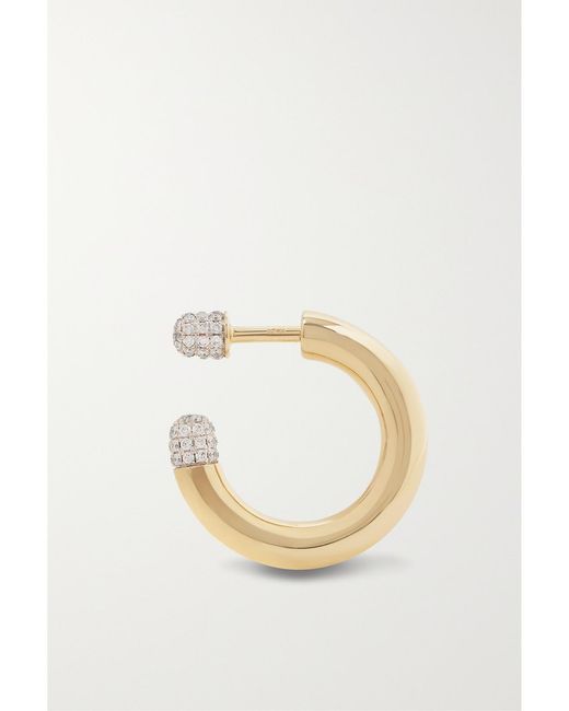 Rainbow K Metallic Small Tube 9-Karat Diamond Single Hoop Earring