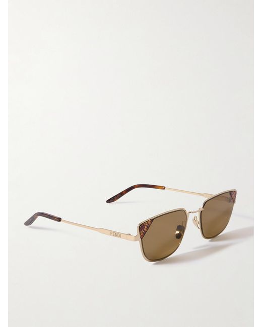 Fendi Natural Signature D-Frame-Tone And Tortoiseshell Acetate Sunglasses