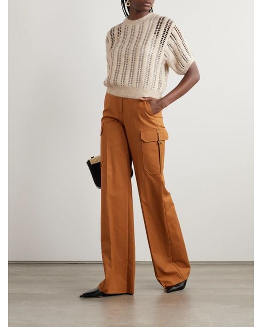 Brunello Cucinelli Natural Sequin-Embellished Open-Knit Wool And Mohair-Blend Sweater