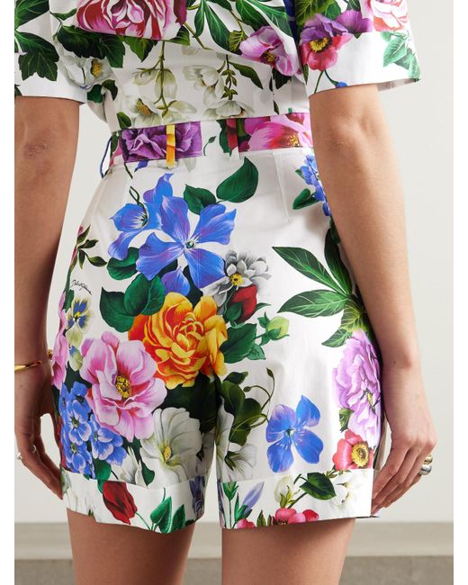 Short En Popeline De Coton À Imprimé Fleuri Dolce & Gabbana en coloris Gray