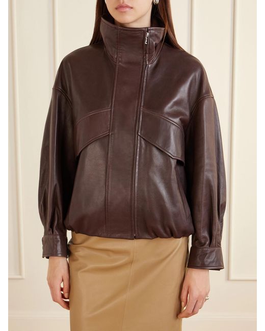 Nour Hammour Brown Leather Jacket